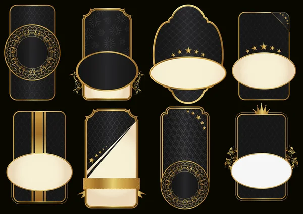 Викторианская геральдическая ретро-винтажная декоративная золотая этикетка для бутылок вина и роскошного бренда — стоковый вектор