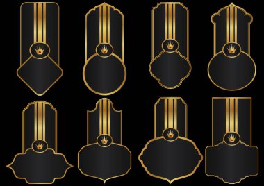 Viktorya döneminden kalma eski moda dekoratif şarap şişesi ve lüks markalaşma için altın etiket