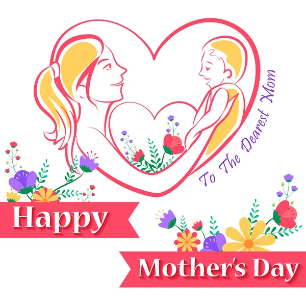 Feliz Día de las Madres celebración saludos fondo plantilla diseño de banner o tarjeta — Archivo Imágenes Vectoriales