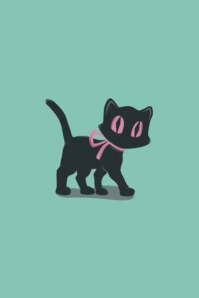 Cute Sweet Black Cat Pink Eye — Stock Photo, Image