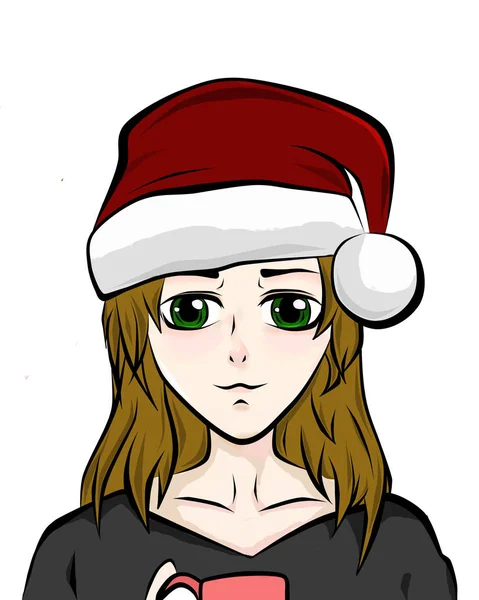 Çizgi film karakteri kız anime in xmas hat