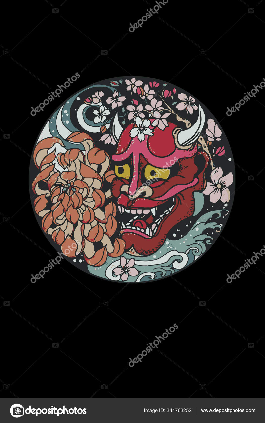 Asian Demon Mask--Japanese Devil Mask