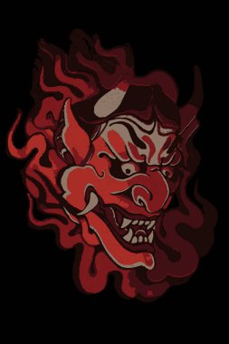 Hannya Demon Mask Oni Japanese Traditional Staff Asian Tattoo 