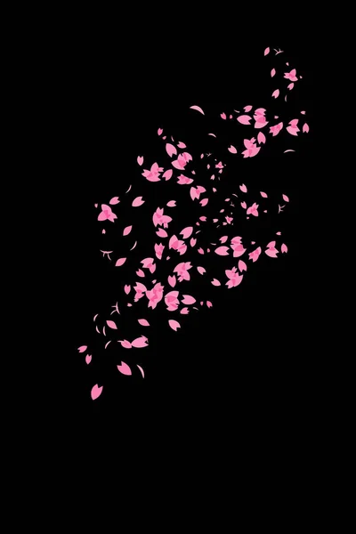 Falling sakura petals on a t-shirt, mug and case. Pink flowers on a black background.