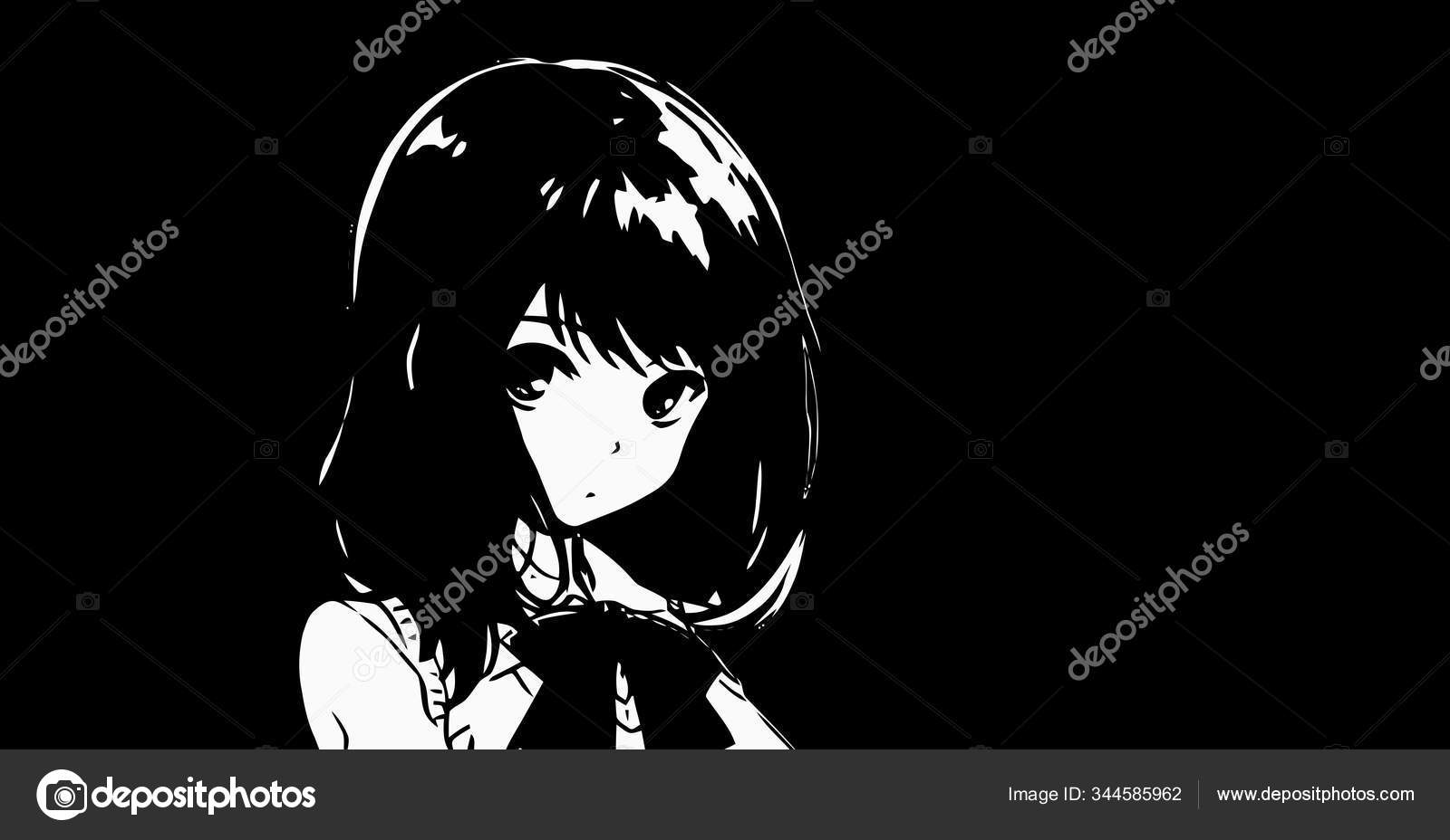 Anime Wallpapers Black White Anime Cute Girl Transgender Manga Style Stock  Photo by ©satoshy 344585962