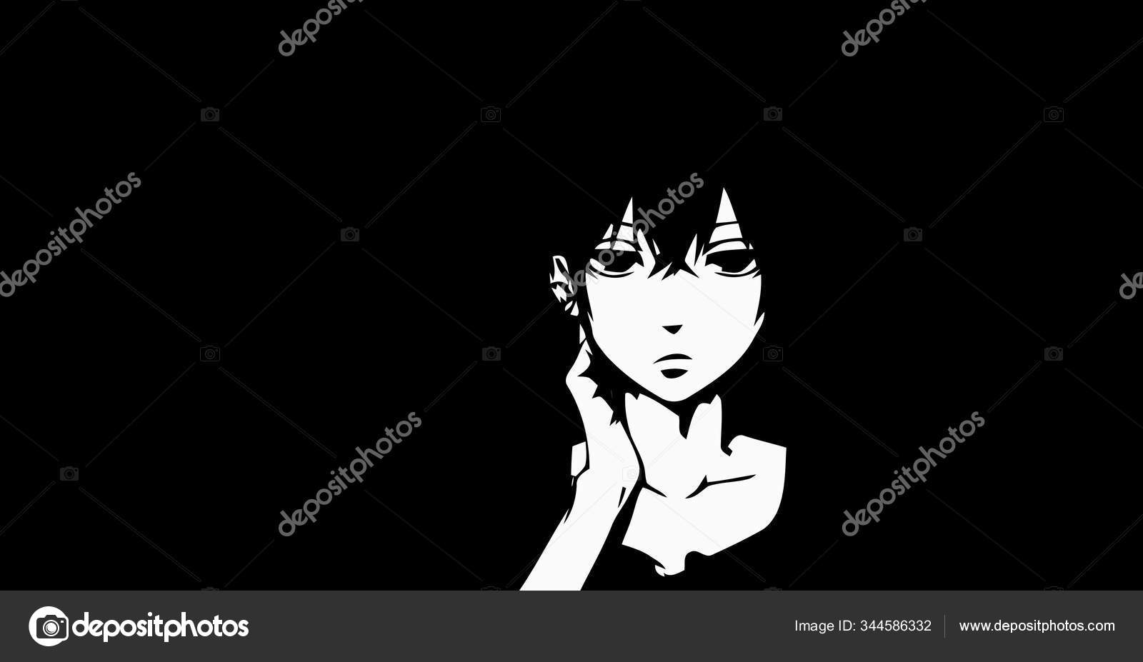 Anime Wallpapers Black White Anime Cute Girl Transgender Manga Style Stock  Photo by ©satoshy 344586332