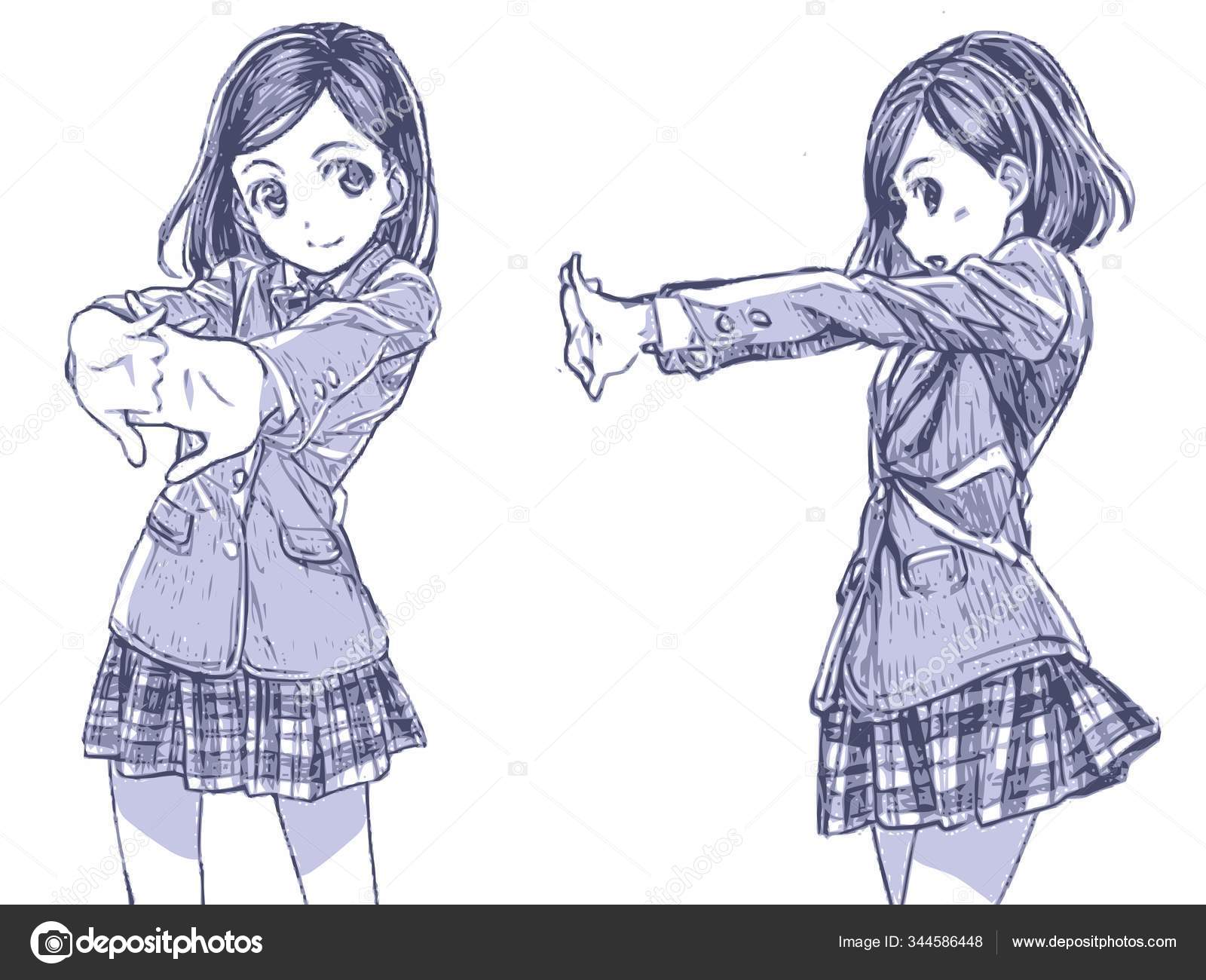 Cute Anime Poses - Free Drawing References