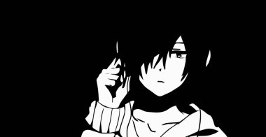 Anime duvar kağıtları hd siyah beyaz anime tatlı kız / transseksüel manga tarzı minimalizm yüksek çözünürlüklü masaüstü arka planda