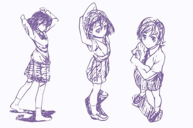 Anime çizim referansı Hd anime vücut taslağı tatlı kız manga tarzı kadın hareketi
