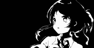 Anime wallpapers hd black and white anime cute girl / transgender manga style minimalism in high resolution desktop background clipart
