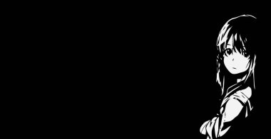 Anime duvar kağıtları hd siyah beyaz anime tatlı kız / transseksüel manga tarzı minimalizm yüksek çözünürlüklü masaüstü arka planda