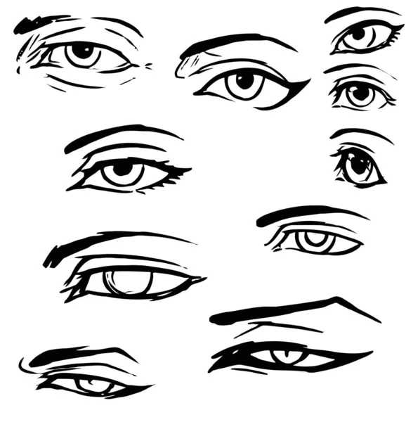 Anime Eye Drawing Référence Anime Corps Croquis Fille Mignonne Manga — Photo