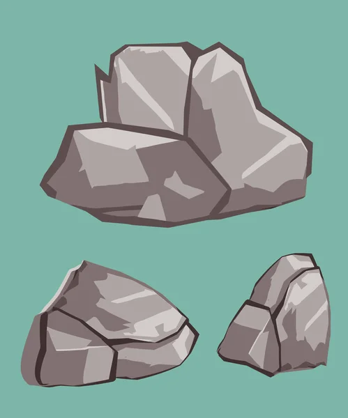 Kaya desenli çizimler sanat eseri koleksiyonu taş parçası ada dağları taş ve kaya resimleri karikatür tarzında.