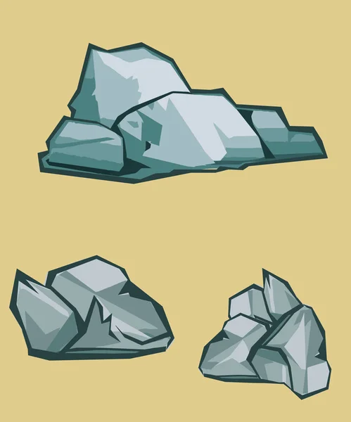 Kaya desenli çizimler sanat eseri koleksiyonu taş parçası ada dağları taş ve kaya resimleri karikatür tarzında.