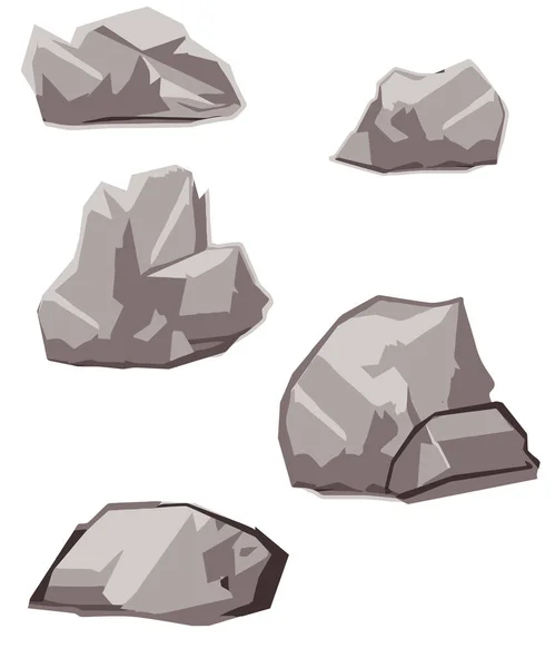 Kaya desenli çizimler sanat eseri koleksiyonu taş parçası ada dağları taş ve kaya resimleri karikatür tarzında.