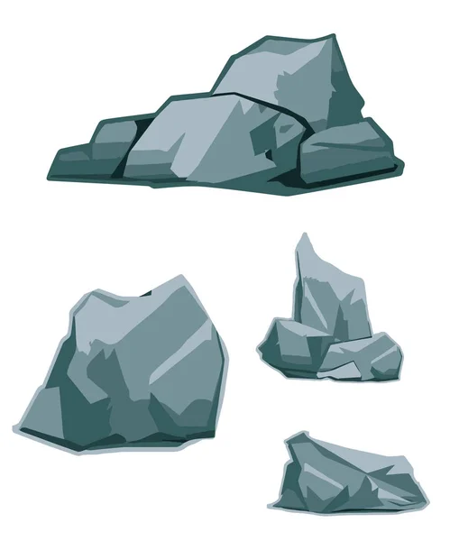 Kaya desenli çizimler sanat eseri koleksiyonu taş parçası ada dağları taş ve kaya resimleri karikatür tarzında.