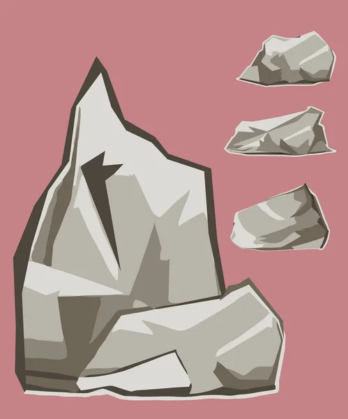 Kaya desenli çizimler sanat eseri koleksiyonu taş parçası ada dağları taş ve kaya resimleri karikatür tarzında.