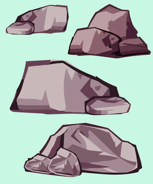 Kaya desenli çizimler sanat eseri koleksiyonu taş parçası ada dağları taş ve kaya resimleri karikatür tarzında.