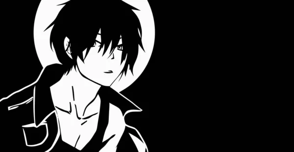Anime Wallpapers Zwart Wit Anime Schattig Jongen Transgender Manga Stijl — Stockfoto