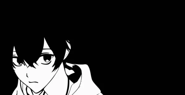 Anime Wallpapers Black White Anime Cute Girl Transgender Manga Style — Stock Photo, Image