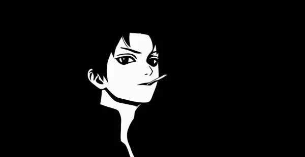 Anime Duvar Kağıtları Siyah Beyaz Anime Yakışıklı Çocuk Transseksüel Manga — Stok fotoğraf
