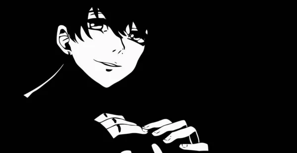 Anime Wallpapers Black White Anime Cute Boy Transgender Manga Style — Stock Photo, Image