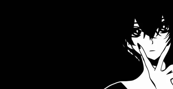 Anime Duvar Kağıtları Siyah Beyaz Anime Yakışıklı Çocuk Transseksüel Manga — Stok fotoğraf