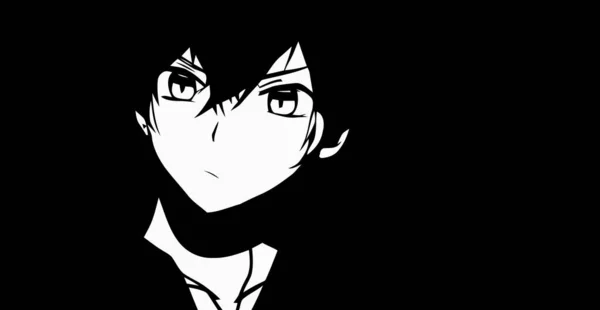 Anime Wallpapers Black White Anime Cute Boy Transgender Manga Style — Stock Photo, Image