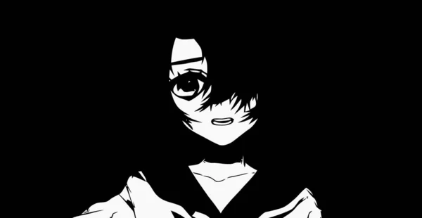 Anime Wallpapers Black White Anime Cute Girl Transgender Manga Style — Stock Photo, Image