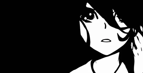 Anime Wallpapers Black White Anime Cute Girl Transgender Manga Style — Stock Photo, Image