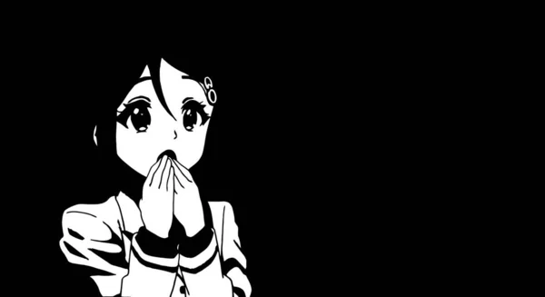 Anime Wallpapers Black White Anime Cute Girl Transgender Manga Style — Stock Photo, Image