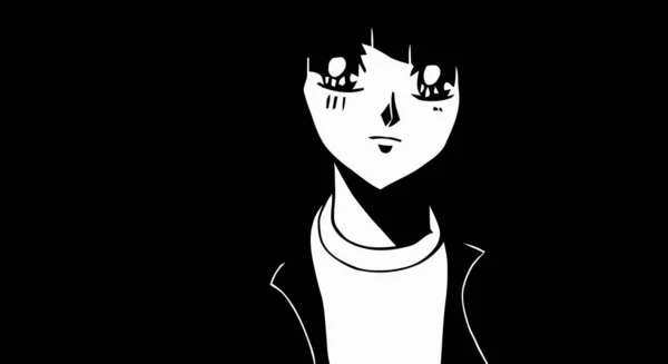 Anime Háttérképek Fekete Fehér Anime Aranyos Lány Transznemű Manga Stílus — Stock Fotó