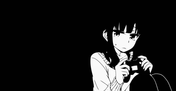 Anime Wallpapers Black White Anime Cute Girl Transgender Manga Style — Stock Photo, Image