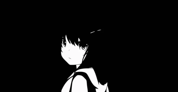 Imágenes Anime Anime Blanco Negro Linda Chica Transgénero Estilo Manga —  Fotos de Stock