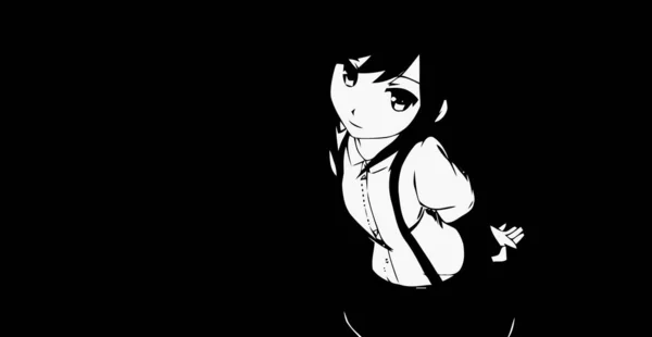 Anime Wallpapers Black White Anime Cute Girl Transgender Manga Style — Stock Photo, Image