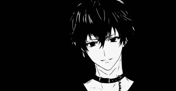 Anime Wallpapers Black White Anime Cute Boy Transgender Manga Style — Stock Photo, Image