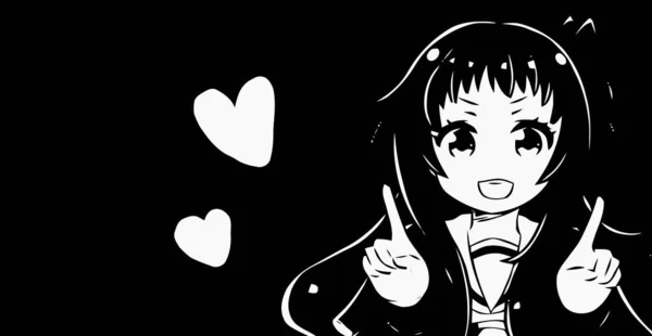 Anime Wallpapers Black White Anime Cute Boy Transgender Manga Style — Stock Photo, Image