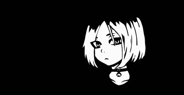 Anime Wallpapers Black White Anime Cute Boy Transgender Manga Style — Stock Photo, Image