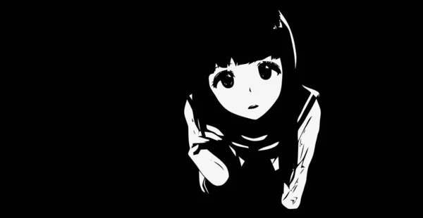 Anime wallpapers hd black and white anime cute boy / transgender manga style minimalism in high resolution desktop background