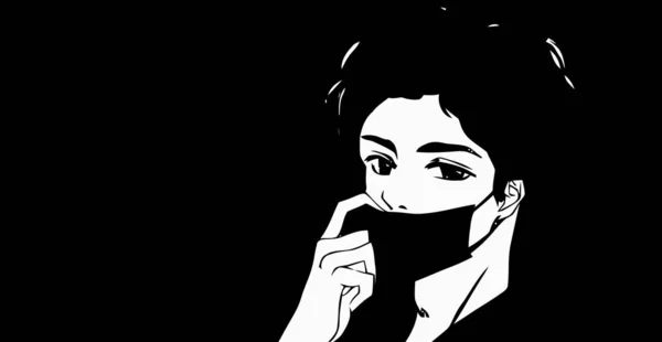 Anime Wallpapers Zwart Wit Anime Schattig Jongen Transgender Manga Stijl Rechtenvrije Stockafbeeldingen