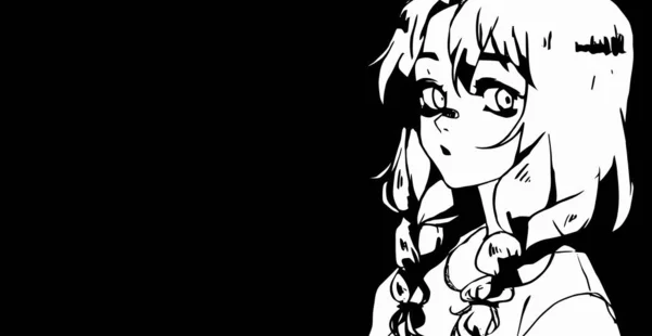 Anime Wallpaper Schwarz Weiß Anime Niedliches Mädchen Transgender Manga Stil Stockfoto