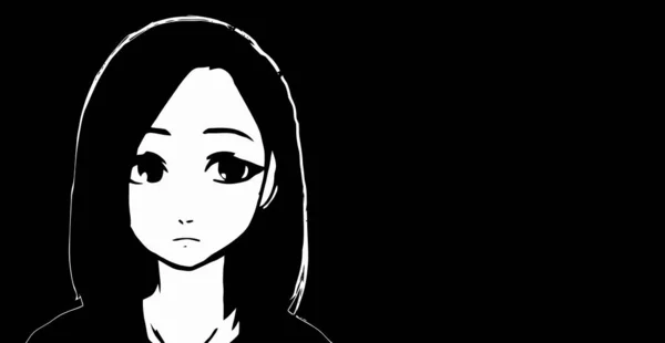 Anime Wallpapers Zwart Wit Anime Schattig Meisje Transgender Manga Stijl Stockafbeelding