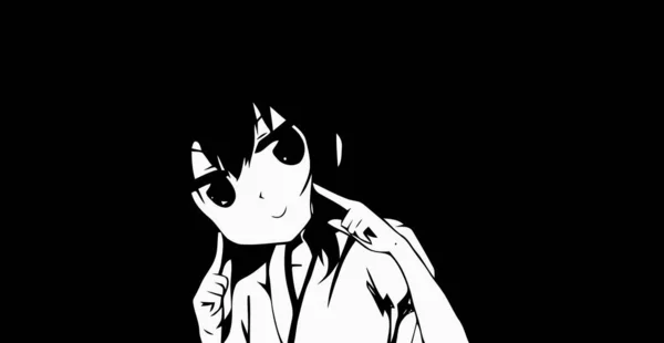 Anime Wallpapers Zwart Wit Anime Schattig Jongen Transgender Manga Stijl Stockfoto