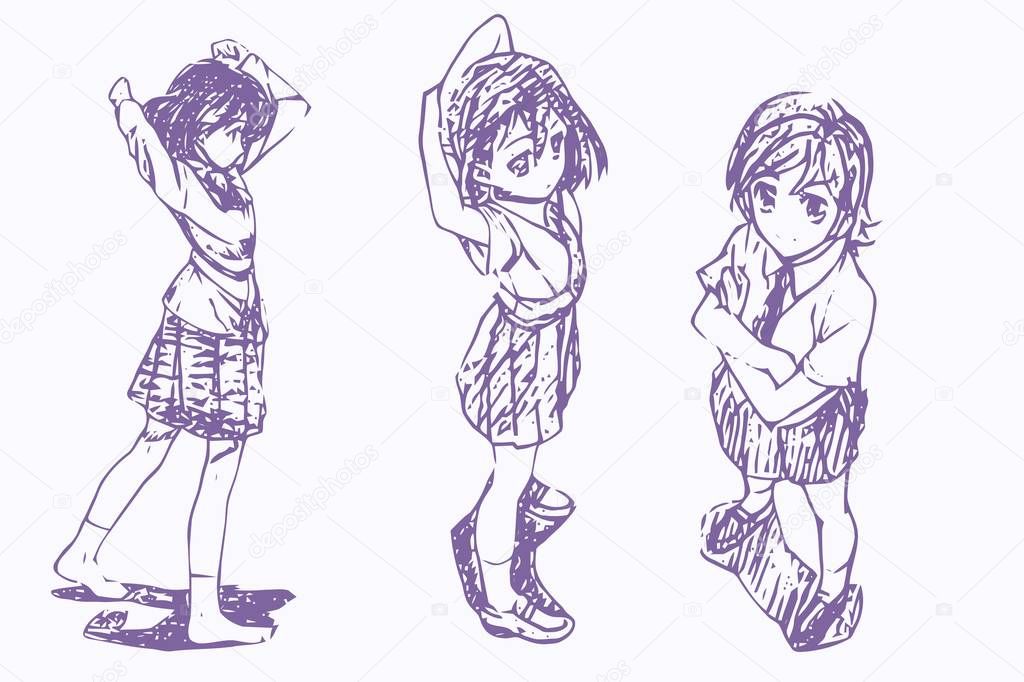 Cute pose for drawing - Anime Bases .INFO