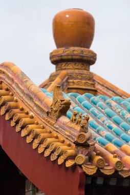 Çatı, yasak şehrin bir köşesinin sonu. Bejing, Çin