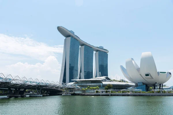 Ottobre 2018 Art Science Museum Skyline Della Città Marina Bay — Foto Stock