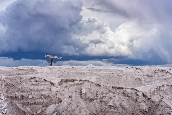 Landscape of a salt mountain on a stormy day in Salta, Argentina