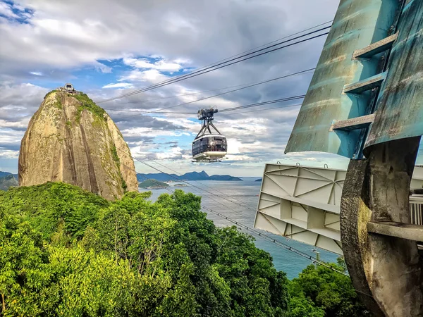 Widok Góry Sugarloaf Kolejki Linowej Zachodzie Słońca Rio Janeiro Brazylia — Zdjęcie stockowe