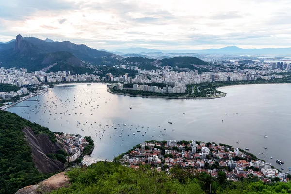 Uitzicht Vanuit Lucht Botafogo Flamengo Strand Vanaf Suikerbrood Berg Rio — Stockfoto