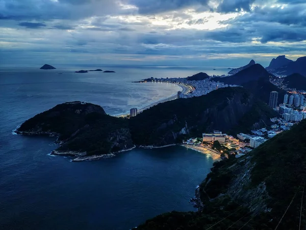 Widok Rio Janeiro Góry Sugarloaf Niebieskiej Godzinie Brazylia — Zdjęcie stockowe
